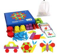 MonteSpi Pattern Blocks in Legno, Tangram Montessori per Bambini