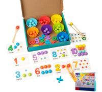 Montessori Arithmetic Math Toy Set - Silicone Digital Learning with Beads,Chopsticks & Spoons, Montessori Math Beads Counting Toy,Number Crunching Clip Bead Matching,Number Blocks (#1)