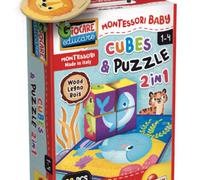 Montessori baby legno cubes and puzzle 2 in 1