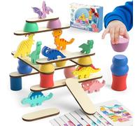 Montessori Dinosauri Giocattoli per Neonati 1 2 3 4 Anni - Giocattoli di apprendimento prescolare per ragazzi e ragazze dai 2 ai 4 anni - Dinosauri in legno per ordinare, impilare e bilanciare
