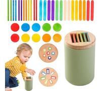 Montessori Giocattoli a partire da 1 - Giocattolo per bambini per la selezione dei colori, giocattolo sensoriale impilabile per classificazione dei colori, in legno e impilabile, giocattolo educativo