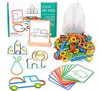 Montessori giocattoli educativi a partire dai 3 anni, giocattoli Montessori, giochi prescolari, 120 pezzi in legno e anelli, 20 carte per innumerevoli figure emozionanti, giocattolo educativo, tavola