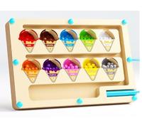Montessori Giocattoli Gelato Magnetico Gioco Labirinto,Magnetici Gioco Perla Labirinto Piccolo Classificazione，Giocattoli in Legno, Educativi Colorati, Numeri e Colori Gioco, Per Bambini 3+ Anni