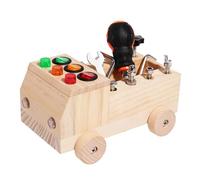 Montessori giocattolo per auto dai 3 anni in su, giocattolo da costruzione in legno per bambini da assemblare | giocattolo rotante con vero strumento e luce LED | giocattolo educativo idea regalo