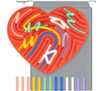 Montessori - Giocattolo sensoriale con 13 corde in silicone, per bambini, per attività sensoriali, tavola occupata, adatto ai viaggi, per abilità motorie e coordinazione occhio-mano (cuore, rosso)