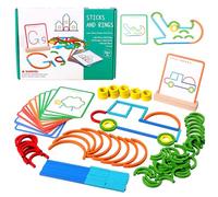 Montessori Giochi Educativi Giocattoli Puzzle in Legno per Bambini 3 4 5 Anni, 120 Pezzi Puzzle Bastoncini e Anelli con Carte, Creativi Gioco Interattivi Regalo per Ragazzi Ragazze Bambina 3-6 Anni