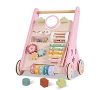 Montessori - Girello in legno con ruote per bambini da 6 a 12 mesi, giocattolo per bambini da 6 a 12 mesi, giocattolo per bambini di 1 anno, per imparare a camminare ragazza, rosa