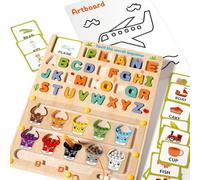 Montessori - Labirinto magnetico 2 in 1 con numeri e colori con ortografia, in legno, per imparare a contare e disegnare, giocattolo per abilità motorie per bambini e bambine dai 3 ai 5 anni