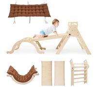 Montessori - Ponteggio da arrampicata per interni a partire da 1,5 2 3 anni, parco giochi per interni, 5 in 1, triangolo di arrampicata con scivolo, arco da arrampicata con cuscino da arrampicata da