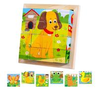 Montessori, puzzle in legno, cubi in 3D, puzzle 6 in 1, giocattolo educativo in legno, per bambini dai 1 2 3 4 anni, giochi impilabili per bambini, ragazzi e ragazze