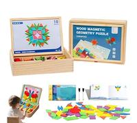 Montessori Puzzle in Legno,Stem Learning Puzzle Game,Tangram Toy Card Divertente Giocattolo educativo - Ci Sono 180 Pezzi Geometriche e 24 carte di apprendimento-per 3-7 Anni Bambini (280pcs)