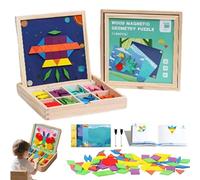 Montessori Puzzle in Legno,Stem Learning Puzzle Game,Tangram Toy Card Divertente Giocattolo educativo - Ci Sono 180 Pezzi Geometriche e 24 carte di apprendimento-per 3-7 Anni Bambini (180pcs)
