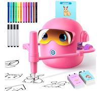 Montessori - Robot da disegno per bambini, 3, 4, 5, 6, 7, 8 anni, macchina da disegno educativa interattiva con 100 carte, 16 penne colorate e musica