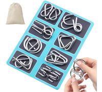 Montessori - Set di 24 pezzi per promuovere il pensiero spaziale, puzzle in metallo Brain Teaser (blu)