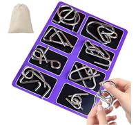 Montessori - Set di 24 pezzi per promuovere il pensiero spaziale, puzzle in metallo Brain Teaser, set di puzzle in metallo, 24 pezzi di teasers per adulti (viola)