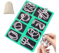 Montessori - Set di 24 pezzi per promuovere il pensiero spaziale, puzzle in metallo Brain Teaser, set di puzzle in metallo, 24 pezzi di teasers per adulti (verde)