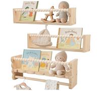 Montessori - Set di 3 scaffalature da parete per bambini, in legno massiccio, 40 cm, per la cameretta dei bambini, per i giocattoli, la cameretta dei giochi, la sala dei libri