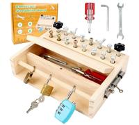 Montessori, set di cacciaviti giocattoli, giocattoli in legno, cacciavite con chiave e serratura, abilità motorie, giocattolo educativo sensoriale a partire dai 3 4 5 anni