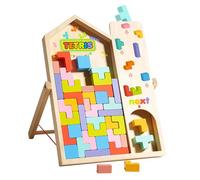 Montessori Tetris - Gioco in legno Tetris, puzzle impilabile con supporto, genitore e bambino, puzzle interattivo in legno, lasciate cadere i blocchi casuali, 3D colorati Tetris Blocchi Montessori