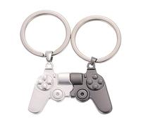 Montesy 2 pezzi divertente coppia gamers portachiavi controller gioco magnete portachiavi per fidanzata fidanzato regalo di San Valentino gioco, Argento nero, Keyring diameter 20mm, pendant 2.1*3.0cm