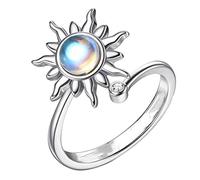Montesy Anello Ansia Per La Donna Piccolo Girasole Anello Rotante Anelli Anti Stress Giocattolo Anello Per La Ragazza Delle Donne Regalo, Adjustable opening, Rame, Nessuna pietra preziosa