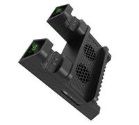 Montesy Base di ricarica per ventola di raffreddamento per controller di gioco X1X/X1S, doppio supporto per docking station integrato con slot di archiviazione per dischi di gioco
