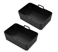 Montesy Confezione da 2 teglie rettangolari antiaderenti per friggitrici ad aria, in silicone, per friggitrice ad aria