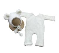 Montesy Costume da bambino a forma di orso, set di cappelli e accessori fotografici, per bambini da 0 a 2 mesi