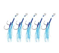Montesy Kit di 5 ganci da pesca a doppio gancio per pesca di piccole dimensioni Jigging a caduta lenta e rapida, gancio da pesca facile da usare