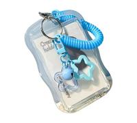 Montesy Porta carte trasparente con corda a molla resistente all'acqua custodie per carte di credito biglietti da visita bus card, Blu, as the pic show