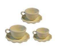 Montesy Set di 3 tazze da caffè e piatti in miniatura per decorazione casa delle bambole 1/12 con elegante decorazione floreale per progetti artigianali e decorazioni per case delle bambole