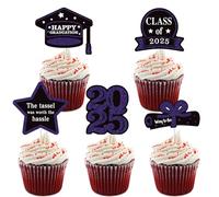 Montesy Set di 5 decorazioni per torte di laurea, decorazioni per torte di laurea, stecchini in carta, adatti per feste e celebrazioni