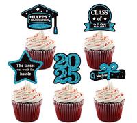 Montesy Set di 5 decorazioni per torte di laurea, decorazioni per torte di laurea, stecchini in carta, adatti per feste e celebrazioni