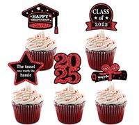 Montesy Set di 5 decorazioni per torte di laurea, decorazioni per torte di laurea, stecchini in carta, adatti per feste e celebrazioni