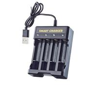 Montesy Stazione di ricarica USB per batterie doppie/triple A ricaricabili con indicatori di ricarica, 4 slot, uscita 1,2 V 300 mAx4