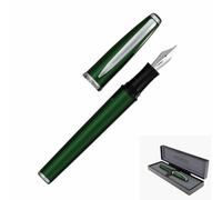 Monteverde Penna stilografica USA Aldo Domani, verde, verde, con pennino largo, squisita penna di lusso per uomini e donne, perfetta per ufficio, lavoro, scuola, regali, diario, autografi