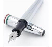 Monteverde USA Aldo Domani Italia - Penna stilografica cromata a specchio, pennino medio, flacone di inchiostro, convertitore e cartucce gratuiti, pennino tedesco JoWo, confezione regalo di lusso