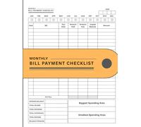 Monthly Bill Payment Checklist - Hardcover: Expense Tracker and Budget Planner to Organize Monthly Bills, Due Dates, and Payments