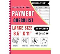 Monthly Bill Payment Checklist: Large Print Bill Tracker Notebook for Simple Personal, Home & Small Business Financial