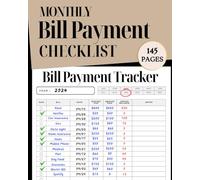 Monthly Bill Payment Tracker Checklist: Manage your Bills and expenses with this household bills and expenses tracker. Plan your monthly budget and Savings using this handy checklist/Planner