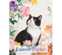 Monthly Expense Tracker: Watercolor Floral Black & White Cat Cover (96 Pages) | Elegant Personal Budget Planner for Daily Spending Management