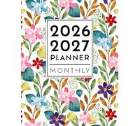 Monthly Planner 2026-2027: Large Two Year 8.5 x 11 - January 2026 through December 2027 with Holidays and Inspirational Quotes- Aesthetic Watercolor Floral Pattern Cover