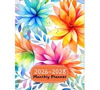 Monthly Planner 2026-2028: 3-Year Calendar Organizer From January 2026 to December 2028 with Holidays, Goals, Notes & Vision Board | Seamless Watercolor Floral