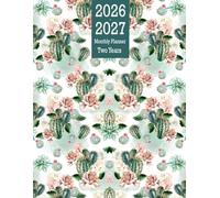 Monthly Planner 26-27: 2 Year - January 2026 Through December 2027 With Motivational Quotes , Notes & Holidays / Large Size 8.5 x 11 inches / Cactus Design