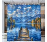 Monti Del Molo Tenda Da Doccia 150 * 180cm, Scenario Naturale Impermeabili Tende Vasca Da Bagno Resistenti Alla Muffa, Tenda Doccia Blu Lunga Con Anelli per Bagno Hotel