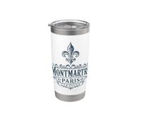 Montmartre Parigi Francia Ornate Fleur-De-Lis Navy Print Bicchiere termico in acciaio inox doppia parete