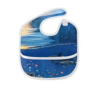 Montoj, bavaglini con due bellissimi delfini che nuotano sott'acqua, per bavaglini per bavaglini da 6 a 24 mesi