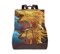 MONTOJ Howling Golden Dragon Pattern borsa da viaggio in pelle Campus Zaino