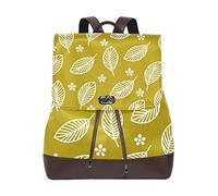 MONTOJ Piccoli Fiori Grandi Foglie Oro Sfondo Pelle Borsa da Viaggio Campus Zaino
