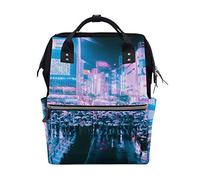 MONTOJ Tokyo Crowded Rain Night canvas Borsa da viaggio Campus Zaino